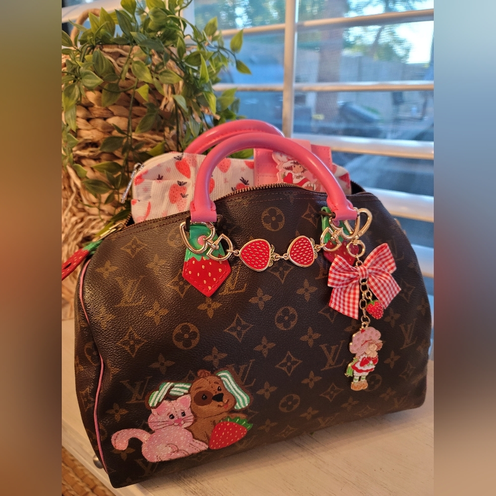 Louis Vuitton Brown Monogram Speedy with Pink Strawberry Accents - Picture 12 of 16